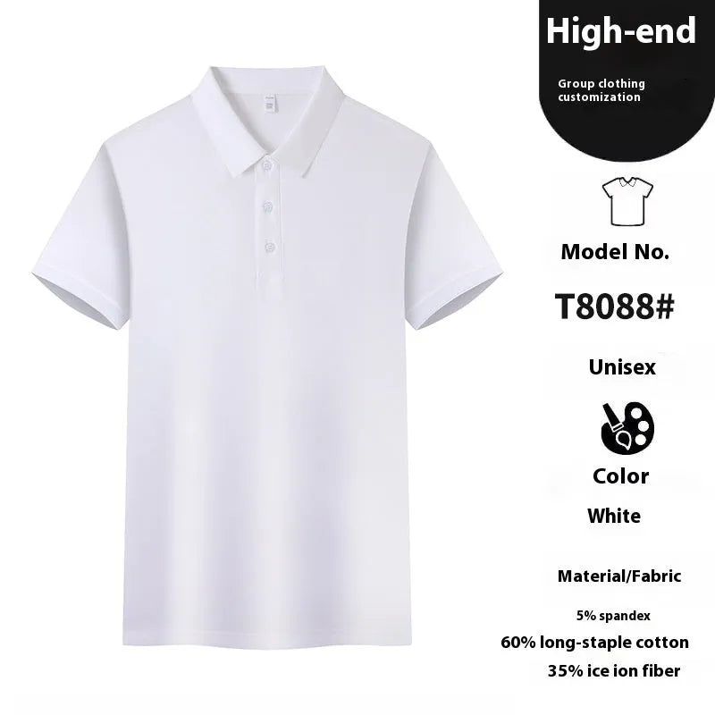 Men's short sleeve polo shirt in cotton-spandex blend, shown in Aerospace Blue colour with lapel collar.