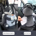 Plush hanging car tissue box for vehicle armrest with canine design options