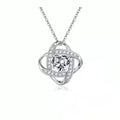 Close-up of a ladies' copper heart-shaped necklace with an electroplated finish in a platinum colour variant.