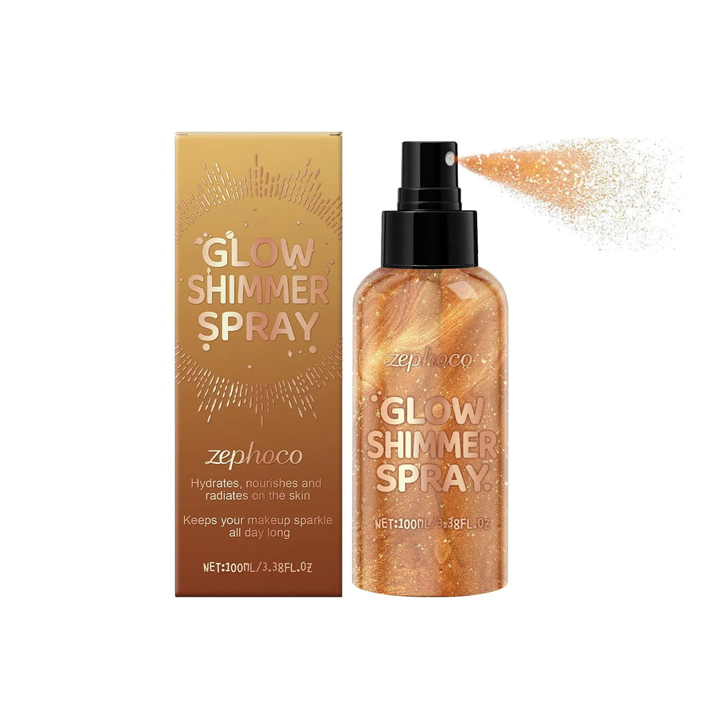 100ml shiny body spray bottle for temporary skin shimmer and highlighting effects