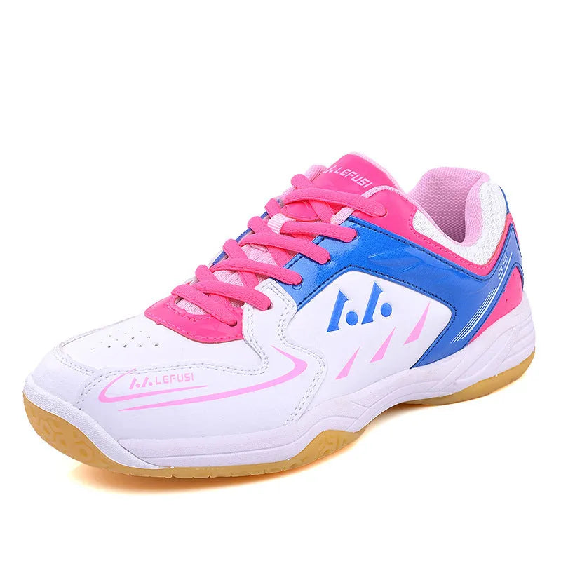 Casual multicolor low top badminton shoes in green with MD sole and mesh lining