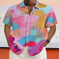 Hawaiian style short sleeve cardigan with stand collar and 3D printing design.