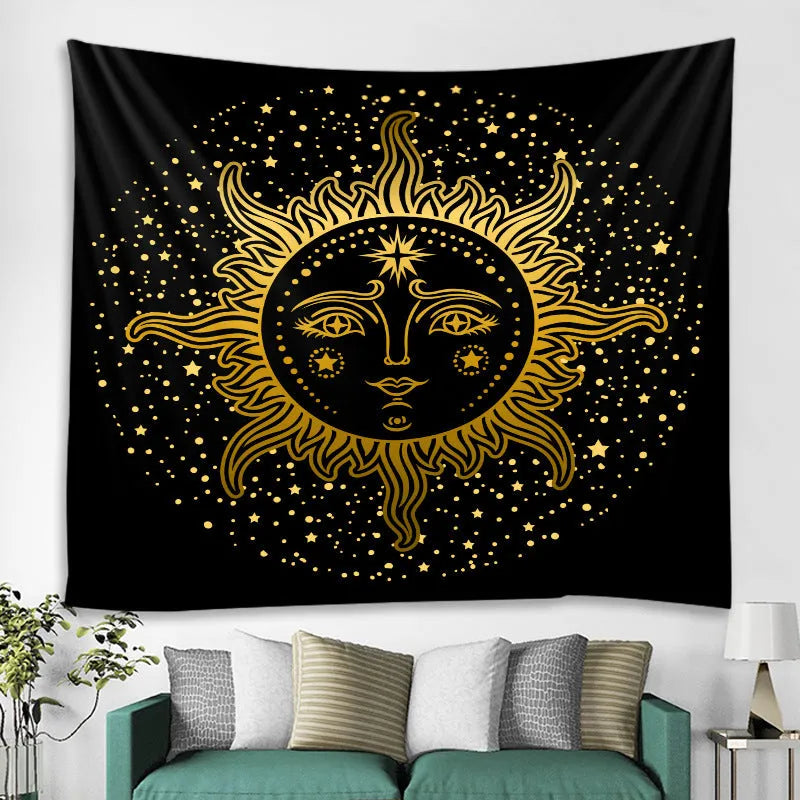 Machine-woven polyester tapestry modern simple black and white series background cloth Colour Sun 150cmx130cm