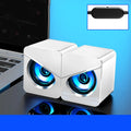 Black or white USB mini desktop computer speaker with cable for laptop or PC
