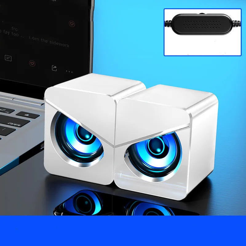 Black or white USB mini desktop computer speaker with cable for laptop or PC