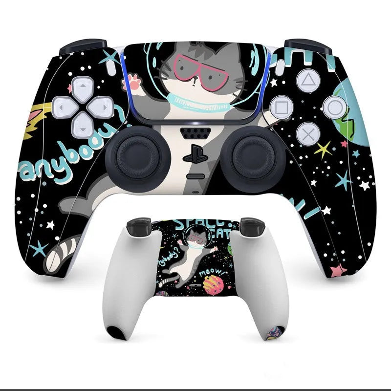 PS5 controller with anti-scratch stickers applied to front and back surfaces