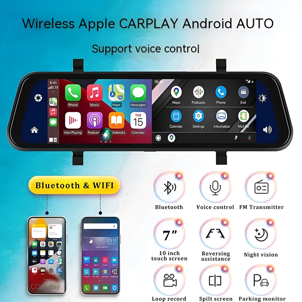 Black 9-inch universal touch screen dual camera wireless car GPS navigation system
