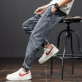 Men's loose cargo casual jeans in straight leg Korean style with micro elasticity cotton fabric