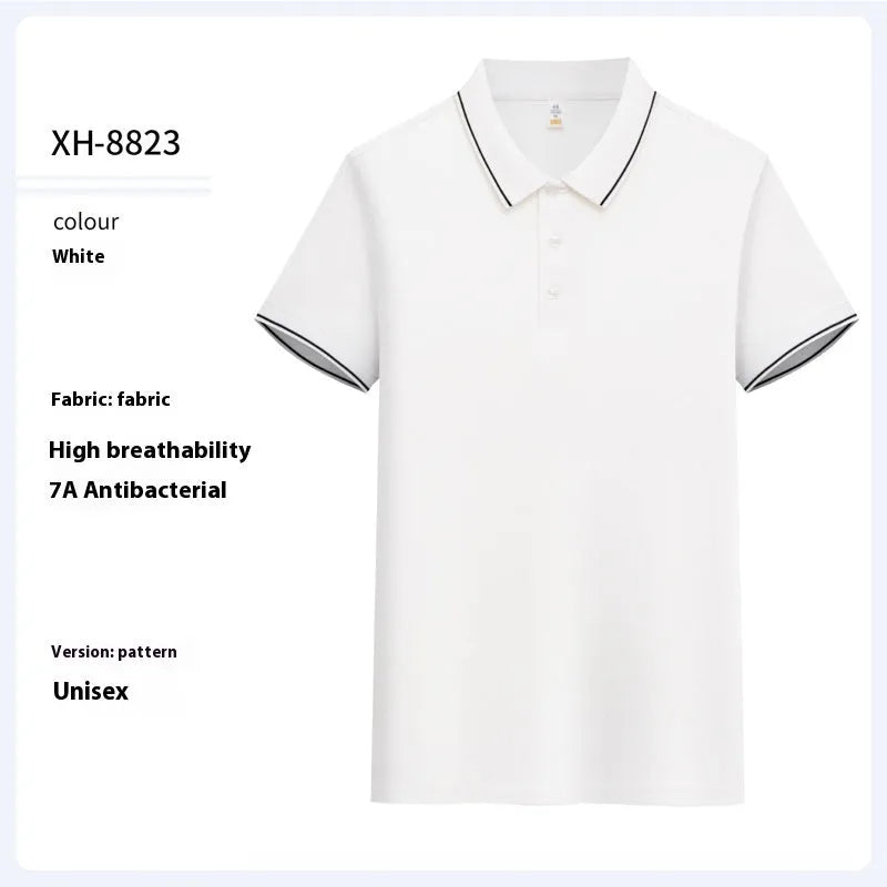 Slim fit antibacterial polo shirt with lapel collar in light purple colour showing short sleeves