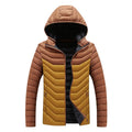 Men's hooded padded winter jacket slim fit imitation down cotton casual coat in multiple colours