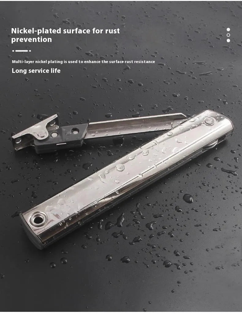 Cold rolled steel cabinet support rod with spring jackstay in stainless steel natural colour.