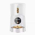 Black and white intelligent pet feeder with automatic timer and USB power cable
