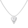 925 silver love heart clavicle necklace with O-ring chain and electroplated finish, shown in two colour options