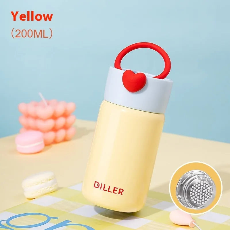 Women's 316 stainless steel thermos cup in pink 200ml portable insulated travel mug modern simple design