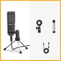 PM461 USB desktop recording microphone kit with black shock mount and tripod stand