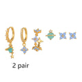 Gold and silver floral stud earrings with zircon detail in a Japanese Korean sweet girl style.