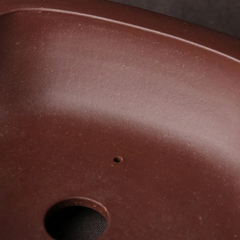 Handmade purple clay bonsai basin in classical Chinese plain style measuring 25x20x7cm