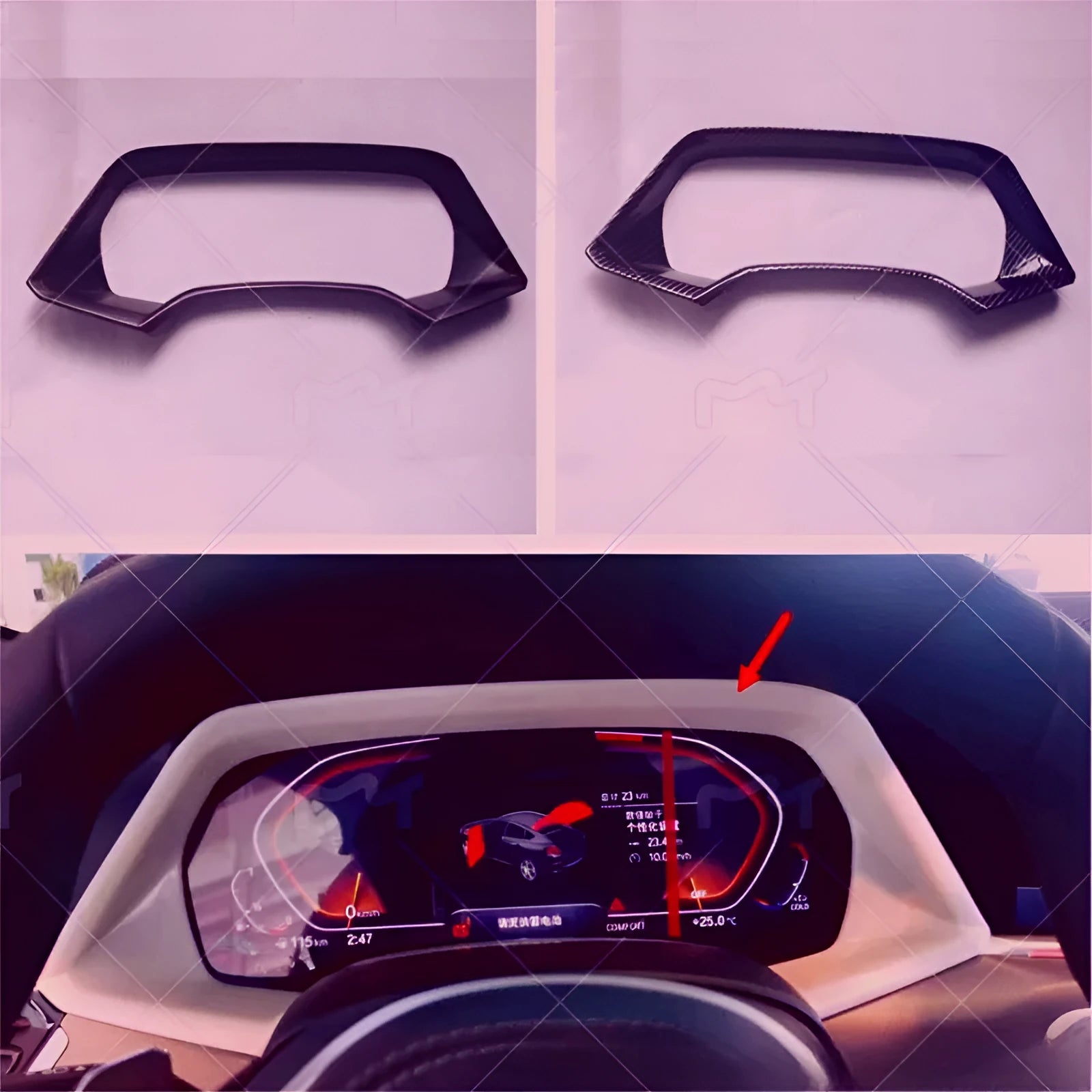 BMW X5 dashboard decorative frame in carbon fibre or peach wood effect for 2022 X5L model