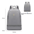 Solid colour polyester backpack with dry wet separation compartments and curved shoulder straps