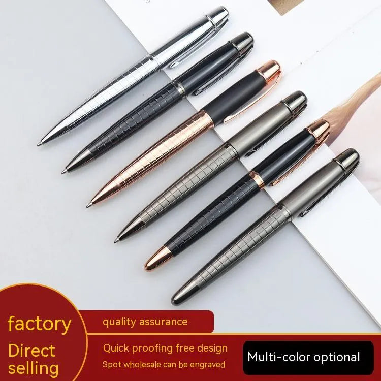 Gun grey metal rollerball pen for office use, shown with refillable ink cartridge options.