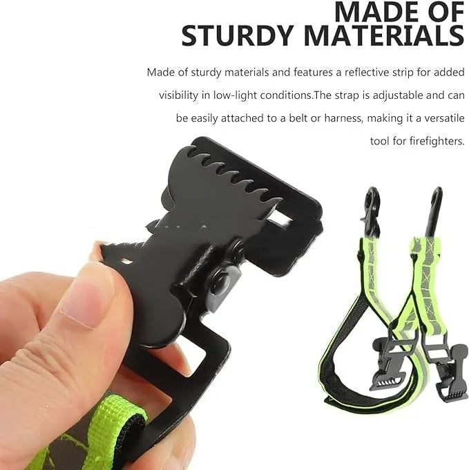 Fluorescent green metal safety clip with reflective tape and buckle for industrial glove clamping