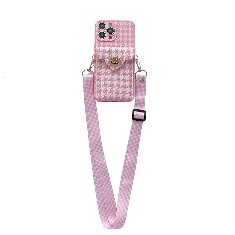 Cross-body lanyard phone case in black TPU for iPhone with detachable strap