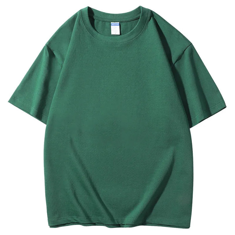 European style round neck cotton t-shirt in loose fit with printing pattern