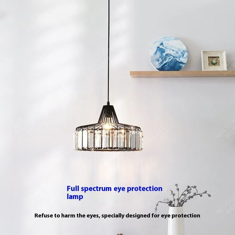 Crystal chandelier ceiling lamp in black or gold with LED light.