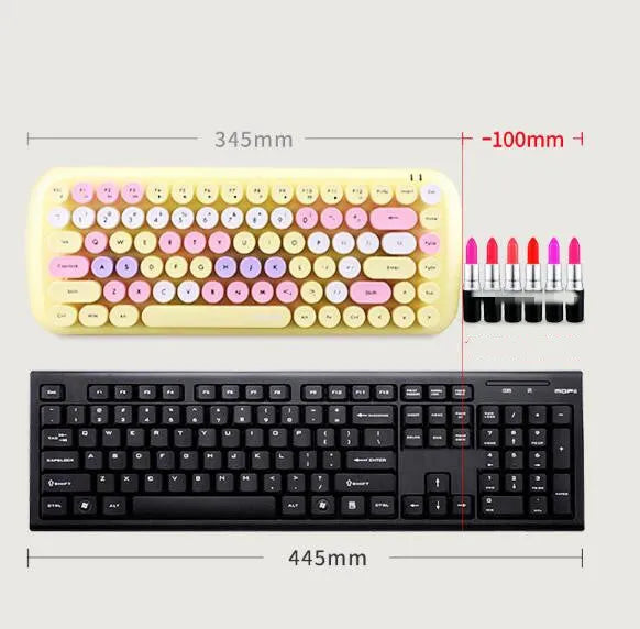 Wireless 2.4G keyboard mouse set in blue, compact design with 84 keys and 6-button mouse