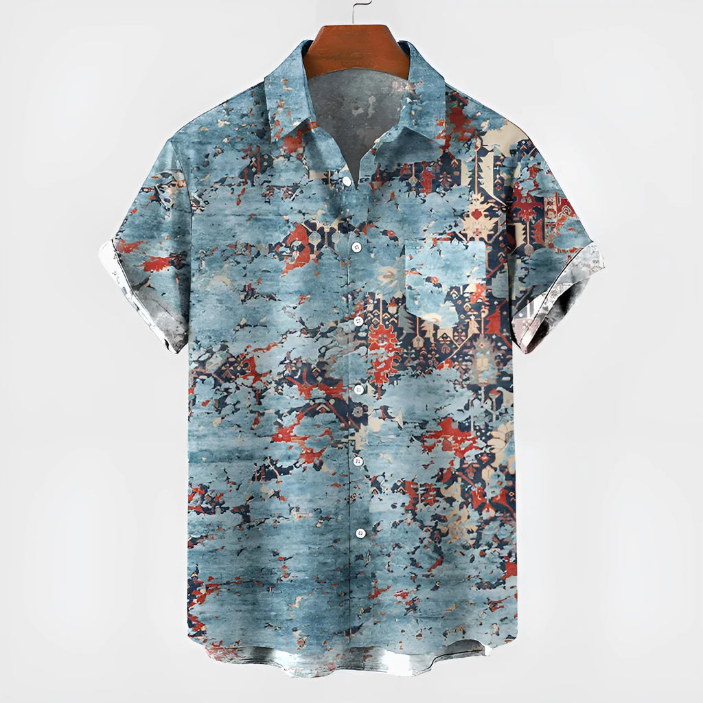Men's casual loose printed short sleeve t-shirt in thin polyester fabric, Style23 or Style24 colour, size S to 6XL