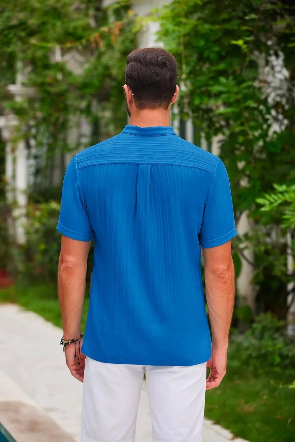 Men's summer polo shirt, short sleeve stand collar button front, loose fit, solid colour, sizes S-XXXL