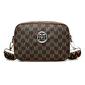 PU leather crossbody bag with wide adjustable strap and three-dimensional pocket in black colour