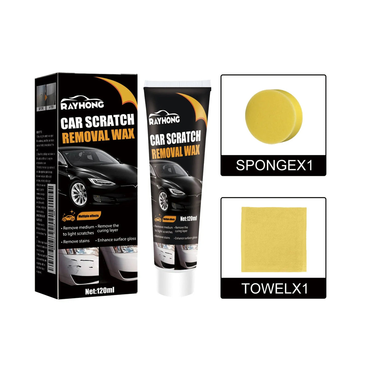Six nano scratch repair cloths for cars, each 20x10cm, chemical fibre, for light paint scratches.
