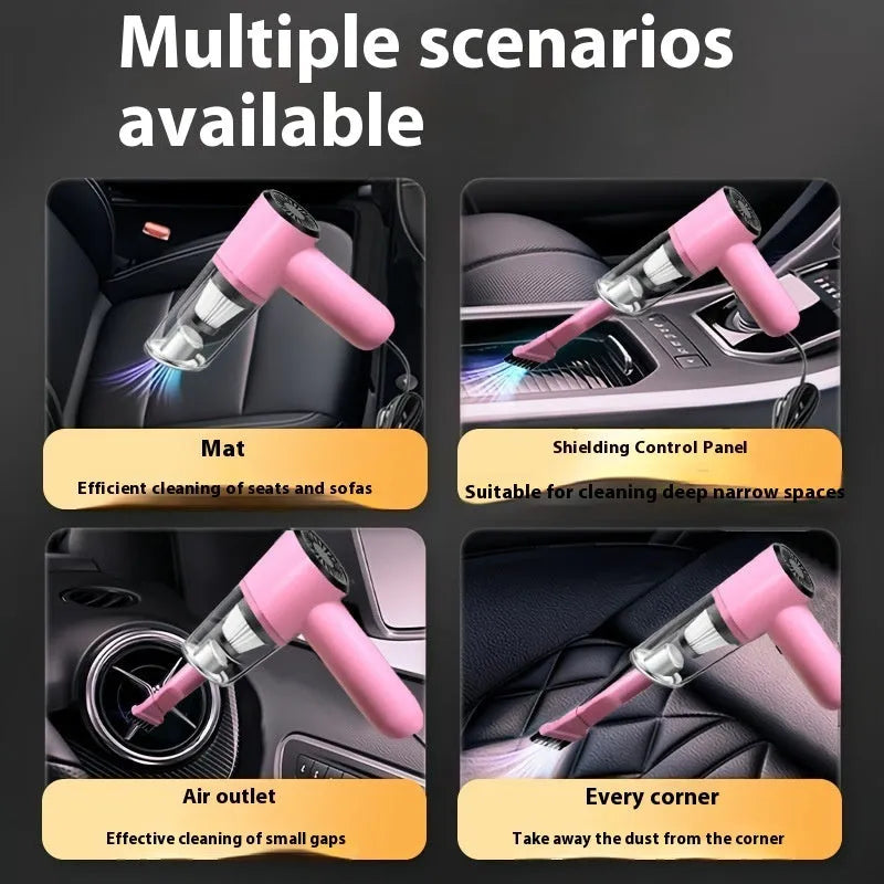 Pink wireless handheld car cleaner with rechargeable battery for home and car indoor use