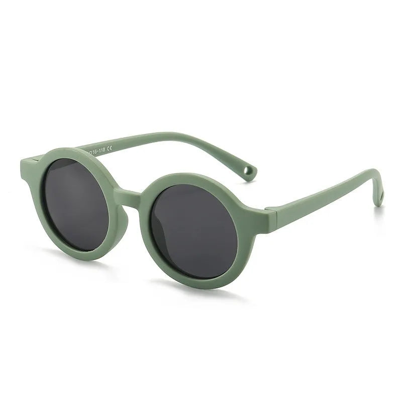 Children's round frame sunglasses with polarised TAC lenses and soft TPEE frame for ages 0-3 years