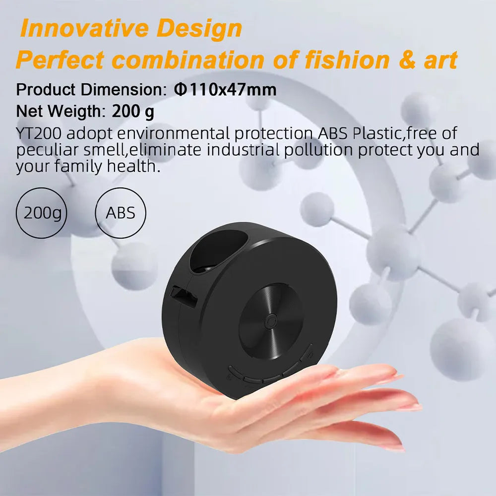 Black mini portable children's projector for mobile phone connection.