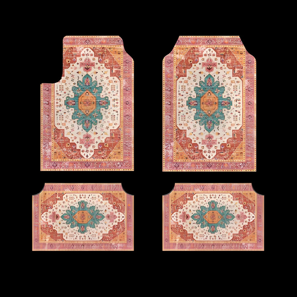 Retro Persian geometric pattern car foot mat in polyester fibre, dust-proof and stain-resistant, 33x44cm size