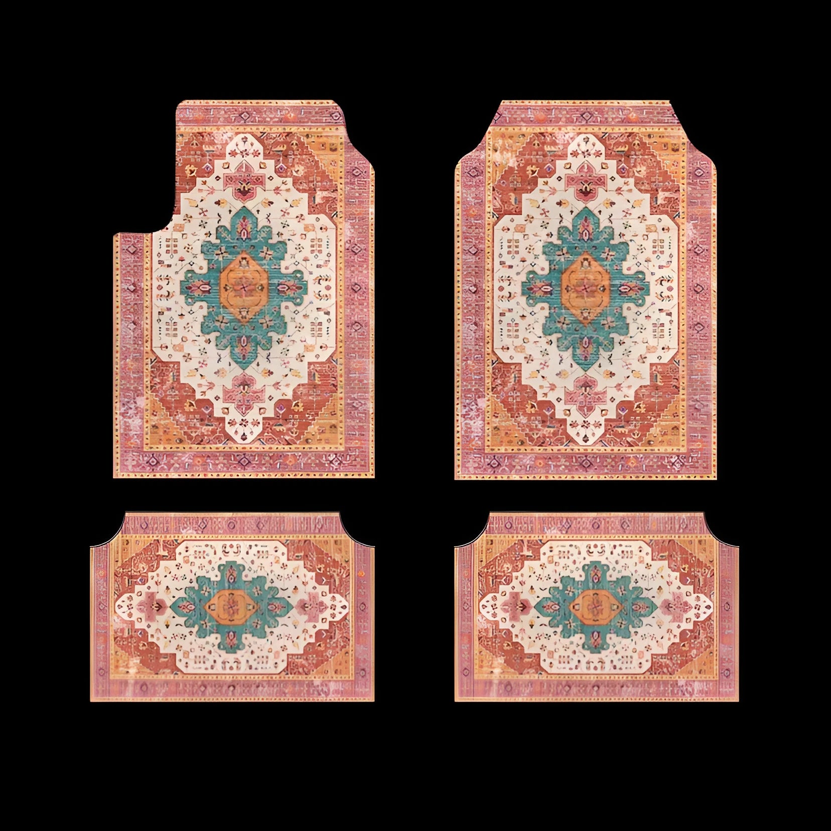 Retro Persian geometric pattern car foot mat in polyester fibre, dust-proof and stain-resistant, 33x44cm size