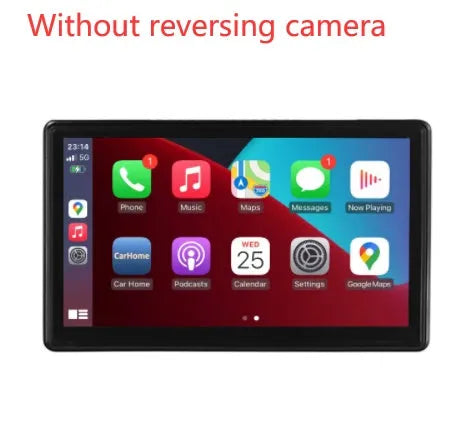 Portable 7-inch car smart screen with wireless Carplay Android AUTO projection on a dashboard showing navigation map
