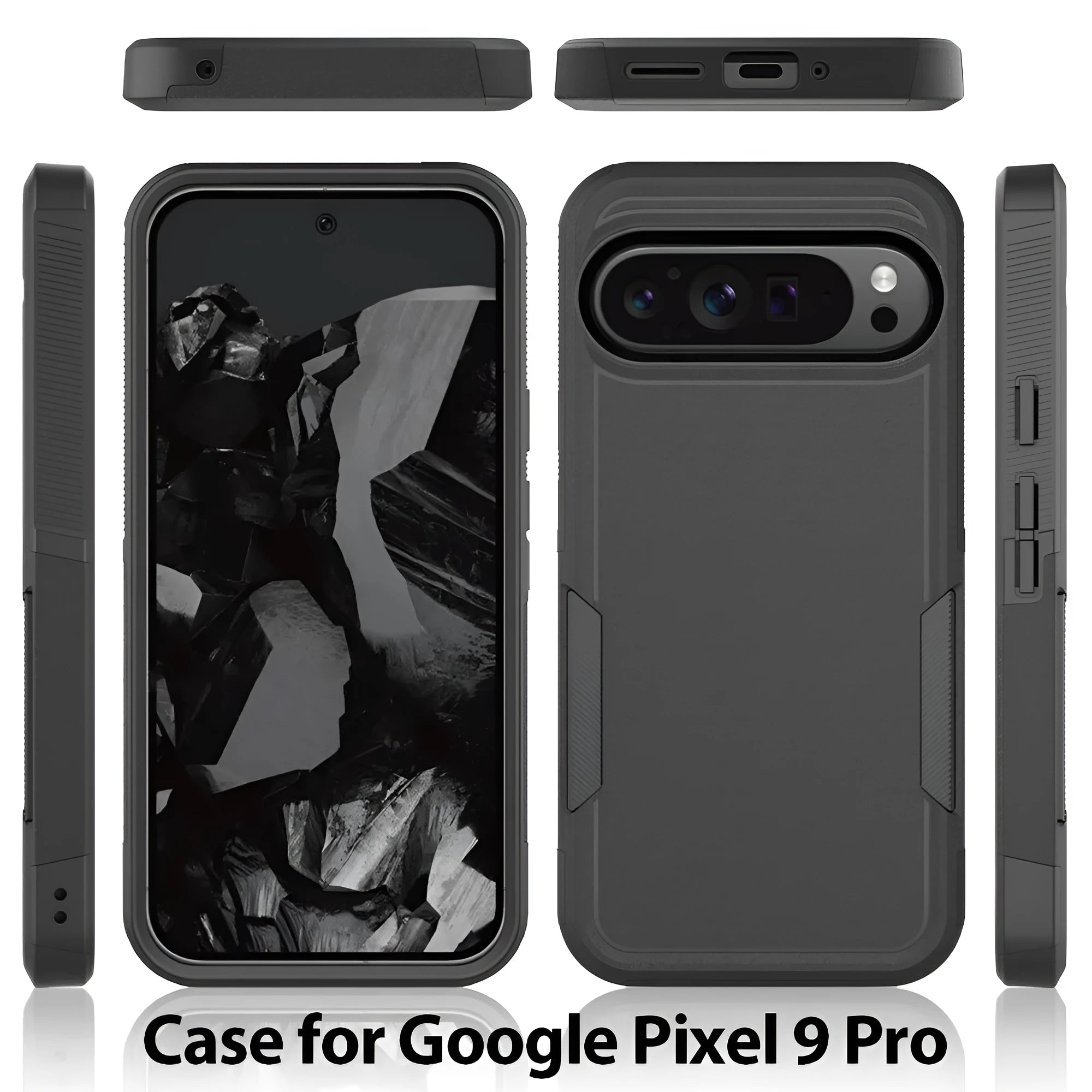 Two-in-one dual-layer TPU and PC phone case for Google Pixel 9 showing Army Green colour with drop protection