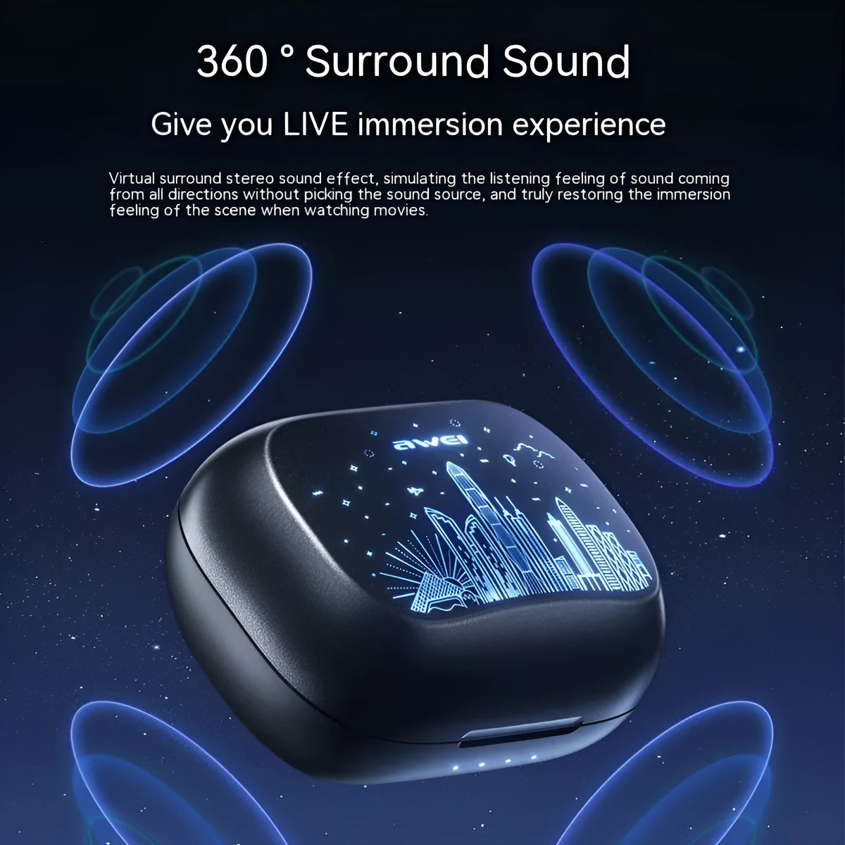 AWEI T53ANC true wireless Bluetooth earbuds with noise reduction and earplug-style design