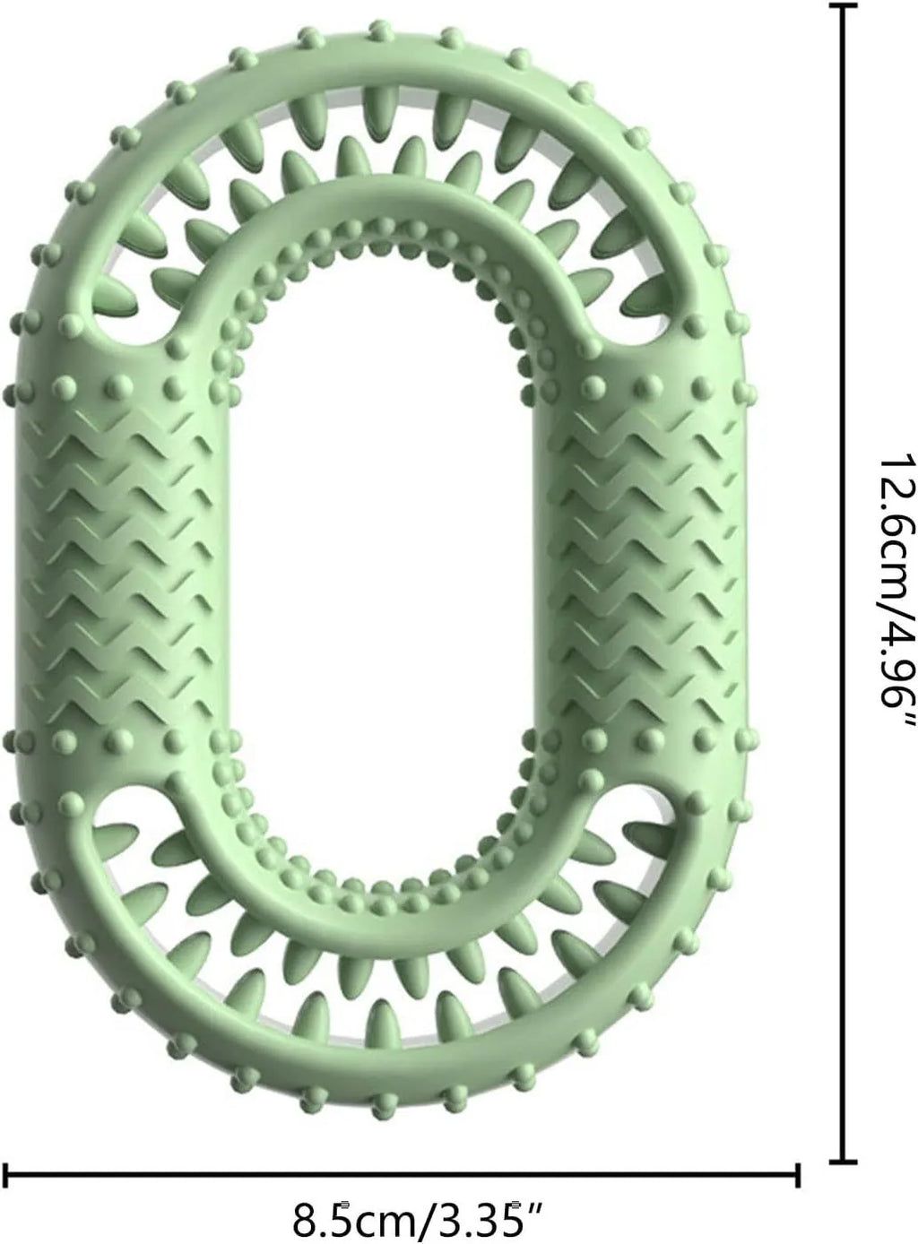 Blue, green, and pink heavy-duty O-ring shaped dog chew toy for aggressive chewers.