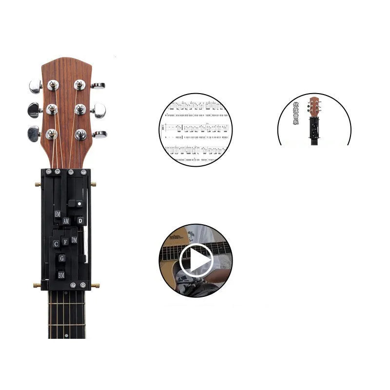 Auxiliary folk guitar chord practice gear with double chord mechanism for novice musicians