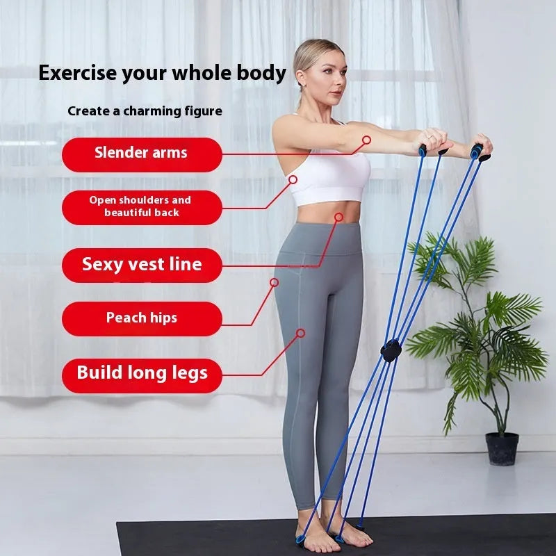 Blue eight character shoulder puller made of TPR material for women's fitness exercises.