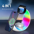 White wireless ambience light 4-in-1 charger with night lamp function and Type-C charging cable
