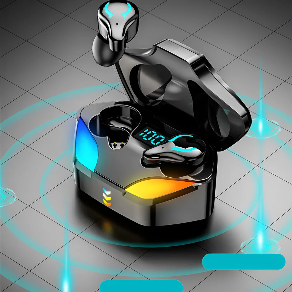 E-sports low-latency Bluetooth gaming headset in earplug style with multiple colour/style options.