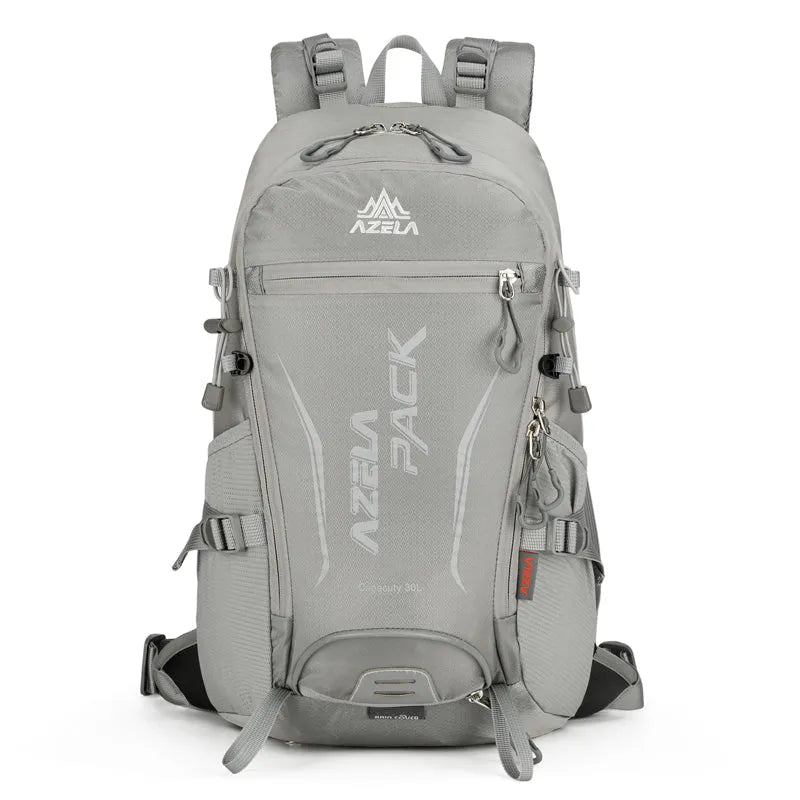 AZELA 30 litre orange hiking backpack with multiple compartments for outdoor camping and trekking