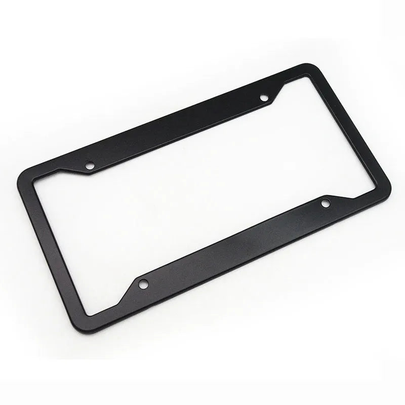 Aluminium alloy licence plate frame in black finish protecting vehicle registration plate