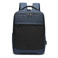 Men's solid colour Oxford cloth travel backpack with curved straps and diamond mesh detail, shown in grey.