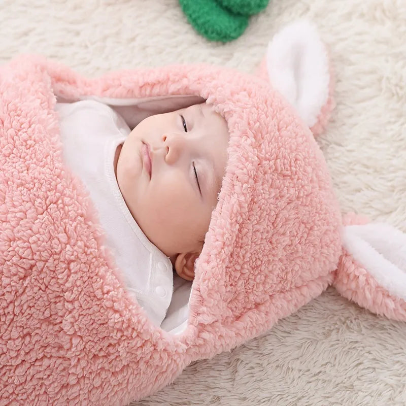Adjustable baby sleeping bag swaddle blanket in fleece with velcro closure